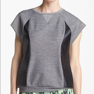 ASTR faux leather panel muscle shirt/sweater